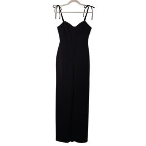 Crystal Sky Black Wide Leg  Jumpsuit Size M Tie Shoulder Detail Formal‎ Elegant